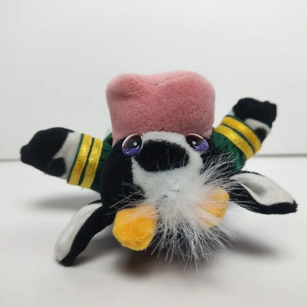 Vintage 1997 Green Bay Packers Cow Plush Stuffed Animal White Hair Jersey Mascot